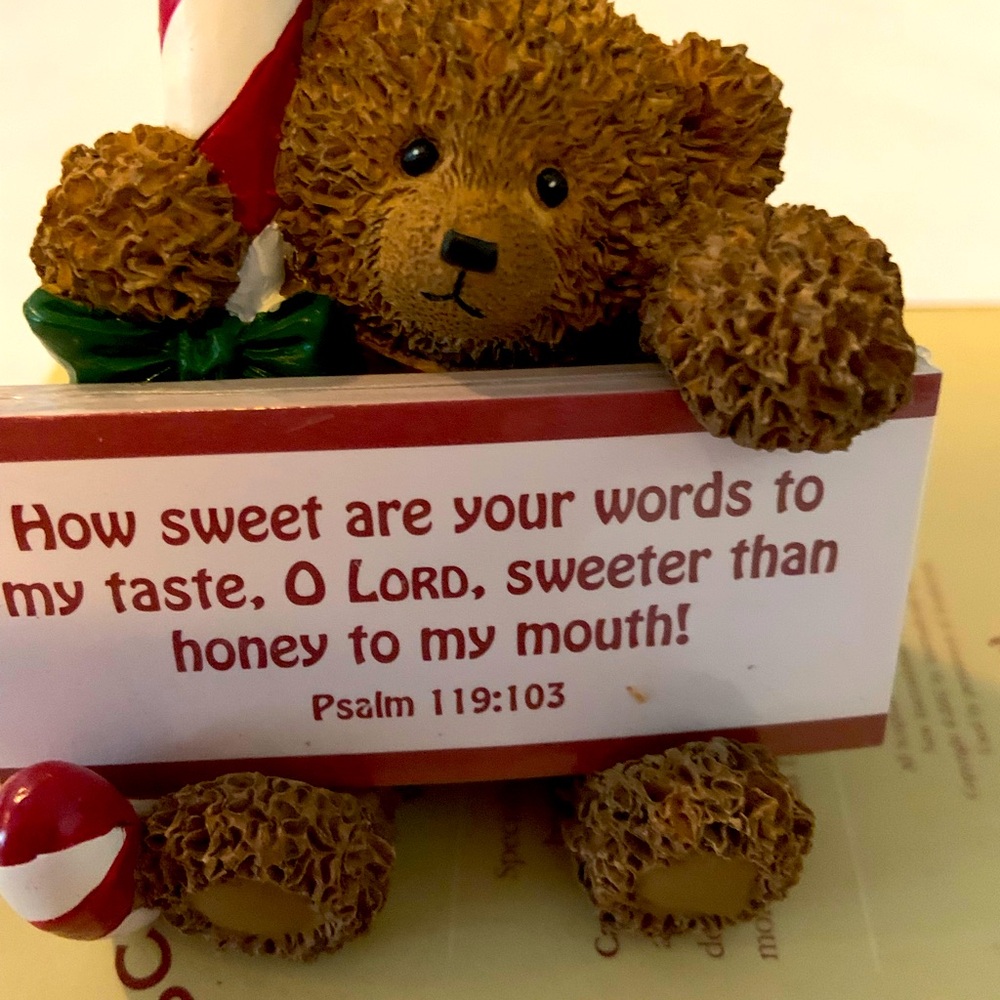 Scripture Keepers Candy Cane Bear Collectable With 40 Scriptures NWOT - Picture 4 of 10